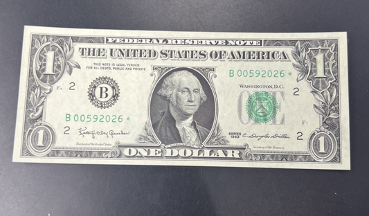 1963 $1 * Star FRN Federal Reserve Note Choice UNC Neat Serial Number #2026