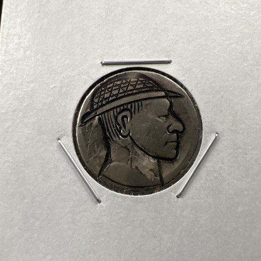 Hobo Buffalo Nickel Coin Modern Carving SKU#F6