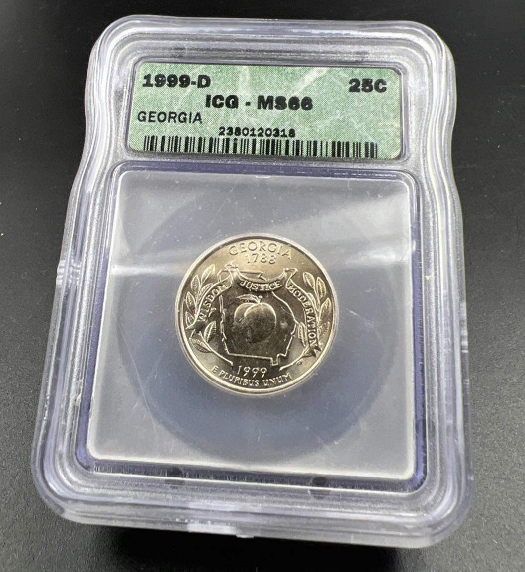 1999 D Georgia State Statehood Quarter Coin MS66 ICG #18