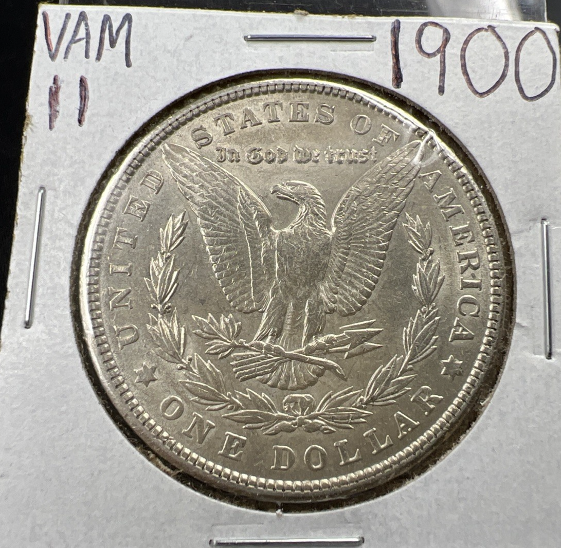 1900 P $1 Morgan Silver Dollar Coin VAM 11 Double Die Reverse DDR AU Details