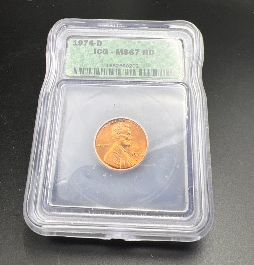 1974 D 1c Lincoln Memorial Cent Penny ICG MS67 #202