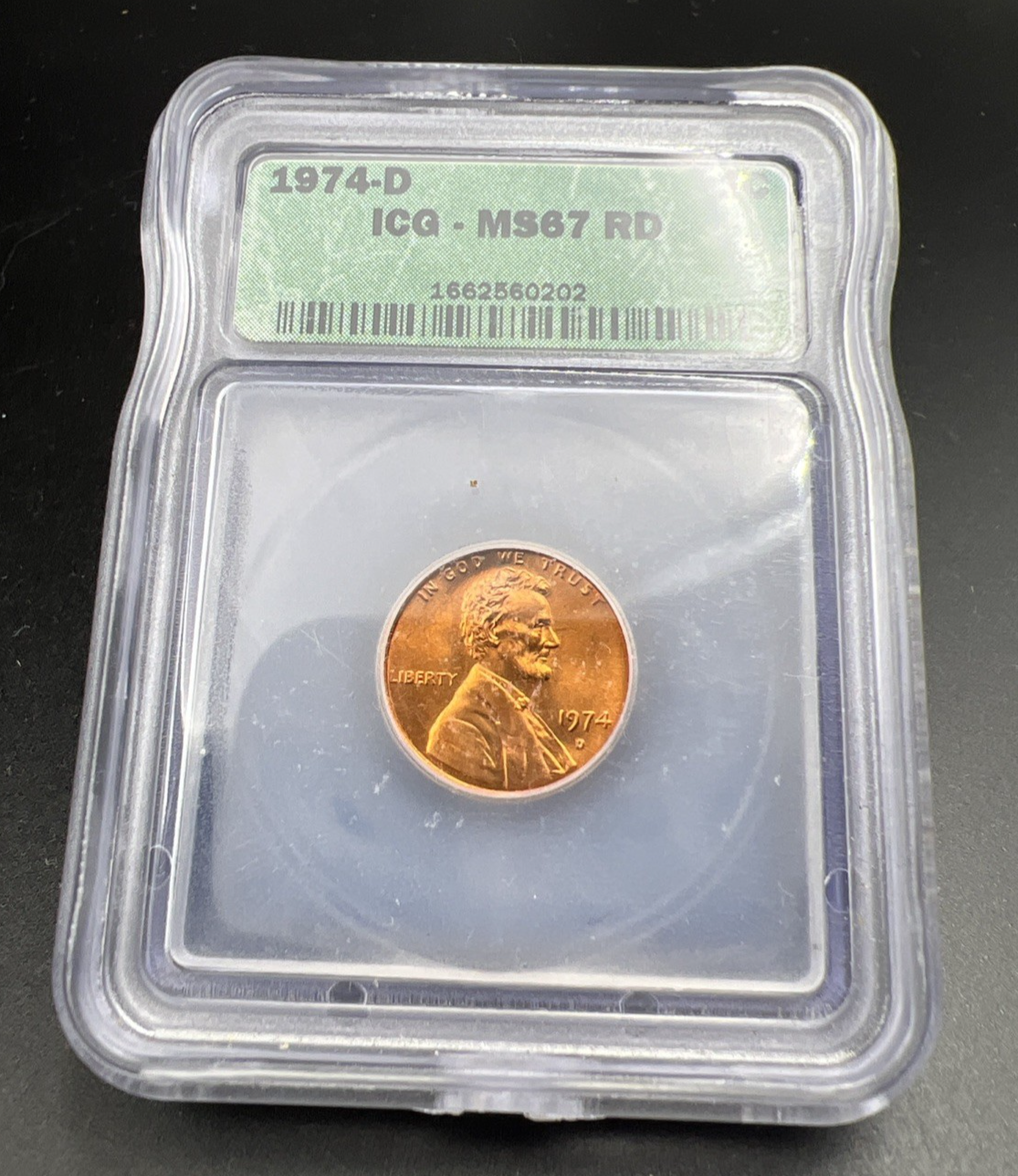 1974 D 1c Lincoln Memorial Cent Penny ICG MS67 #202