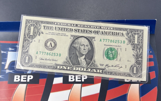 Lucky 777 Serial Number 2006 $1 One Dollar FRN Federal Reserve Note UNC #7778