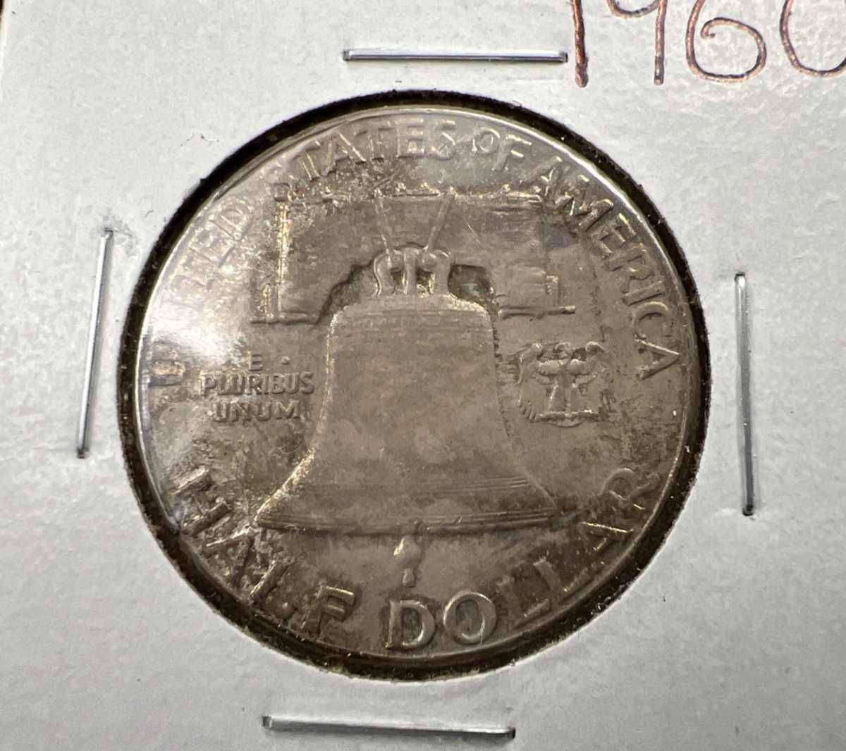 1960 P Franklin Half Dollar Silver Coin Choice BU UNC Neat Toning Reverse #C