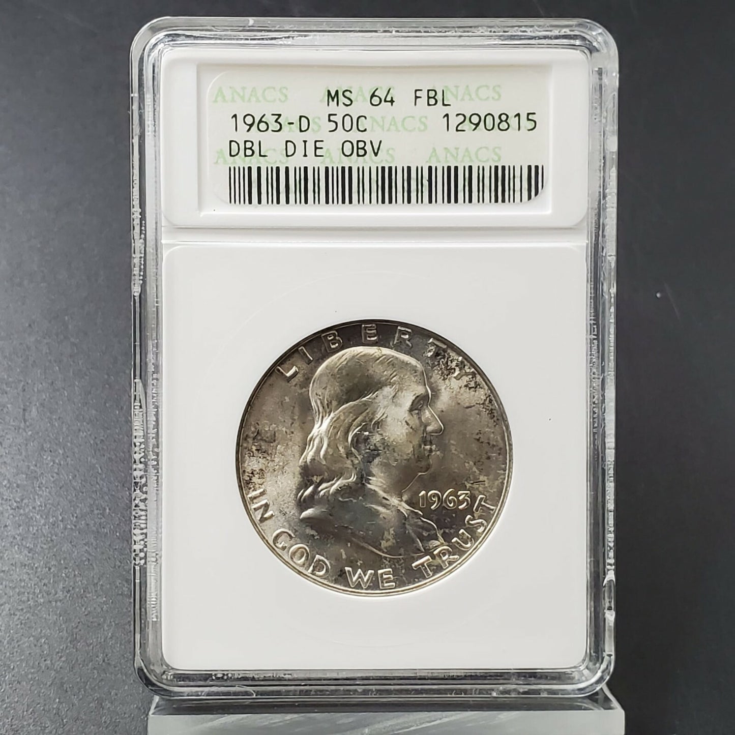 1963 D Franklin 50c ANACS MS64 FBL Full Bell Line DDO Double Die Variety WOW
