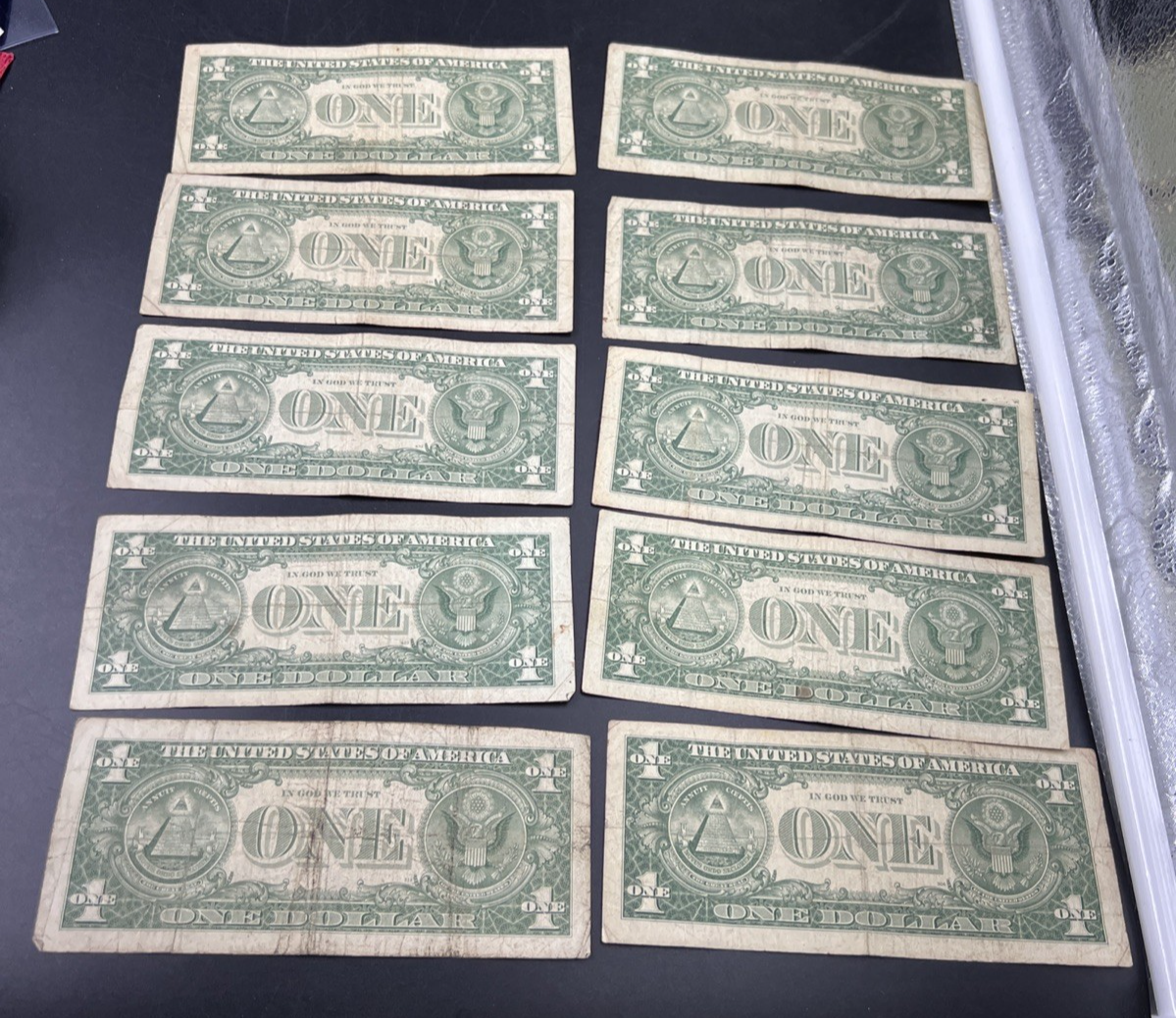 Lot of 10 1957 $1 One Dollar Silver Certificate Blue Seal Notes G / VG #373