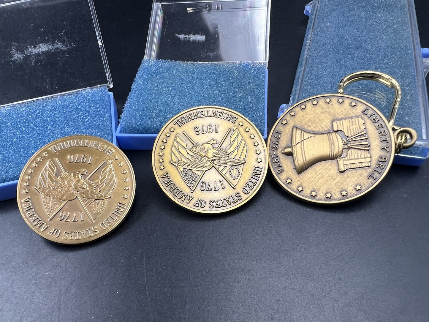 Lot of 3 US Bicentennial Bronze Medals Liberty Bell & The Minuteman UNC