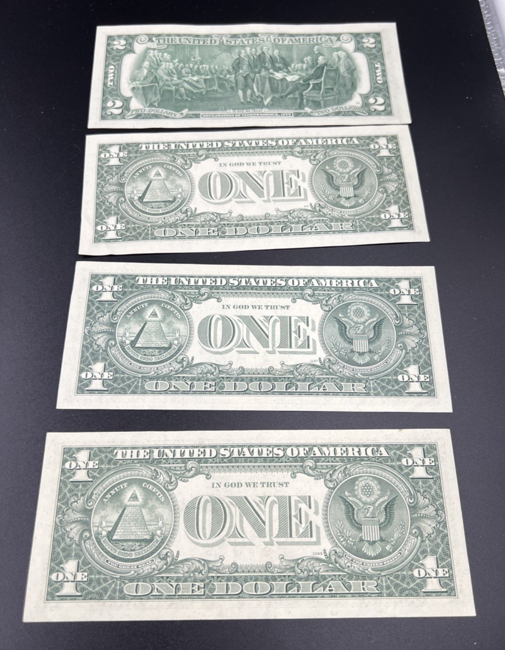 FRN Collector's Lot 3x 1963 B Barr $1 VF & 1976 $2 Bicentennial Two Dollar Bill