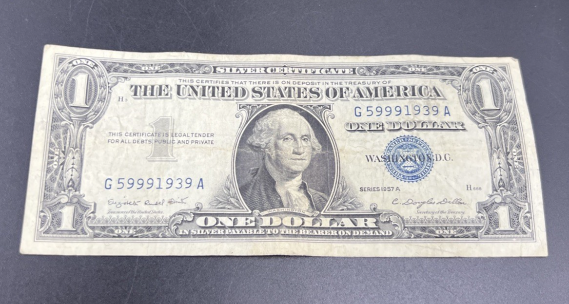1957 A $1 One Dollar US Silver Certificate VG Circ Neat Serial #59991939