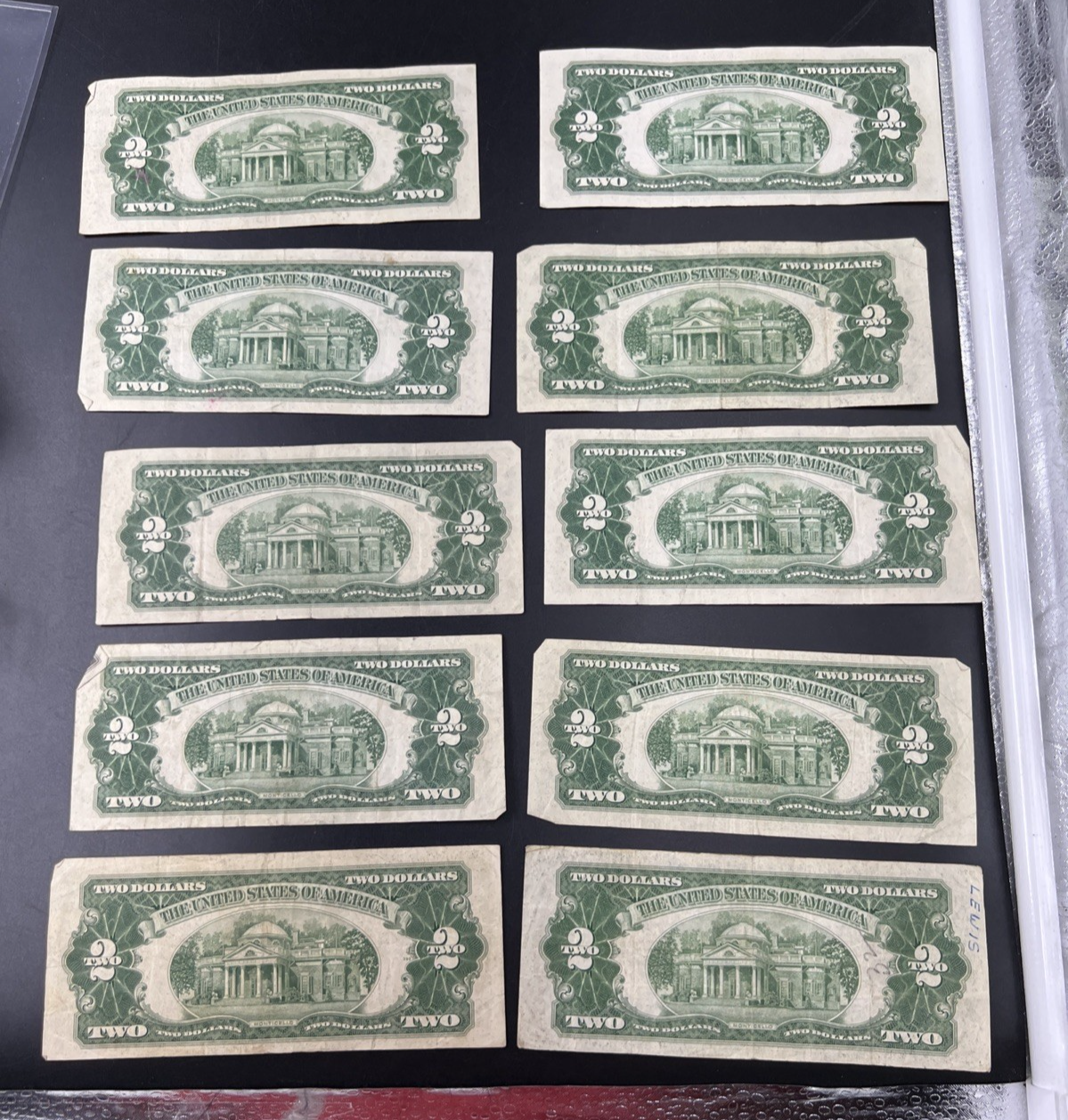 Lot of 10 1953 $2 USN Red Seal Legal Tender Bills VG Very Good + Circ #557