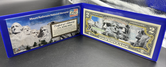 Mount Rushmore Colorized Enhanced 2017 A 2 Two Dollar Federal Reserve Note Unc A