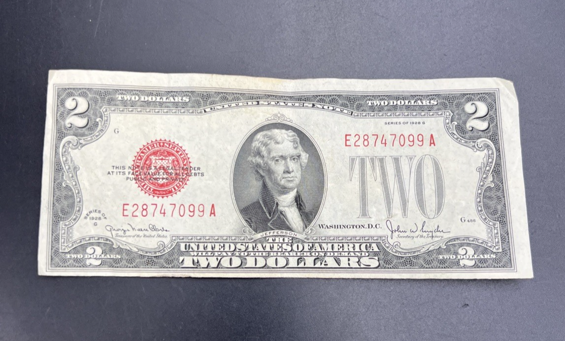 1928 G $2 USN United States Note Red Seal Fine Circulated #099