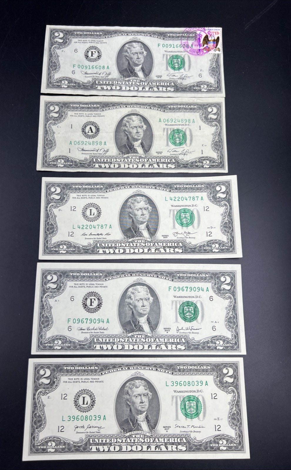 $2 Bill Collector's Lot 1976 1976 Postal FT Gordon GA 2003 A 2013 2017 Circ FRNs