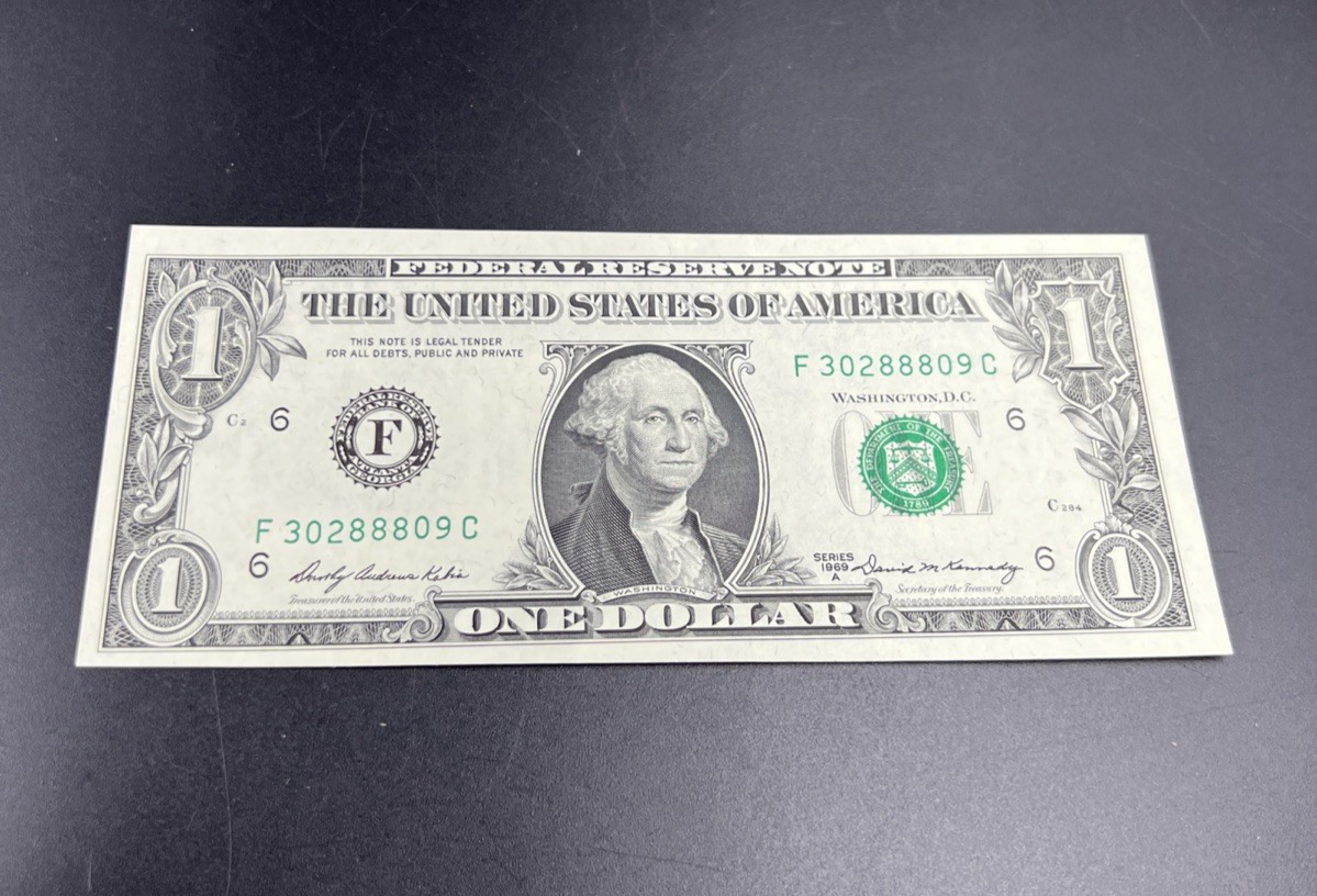 1969 $1 One Dollar FRN Federal Reserve Note UNC #809