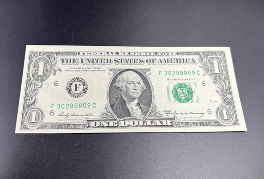 1969 $1 One Dollar FRN Federal Reserve Note UNC #809