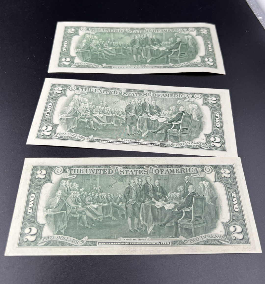$2 Bill Collector's Set 1976 1995 2013 Federal Reserve Notes AU / UNC Conditions