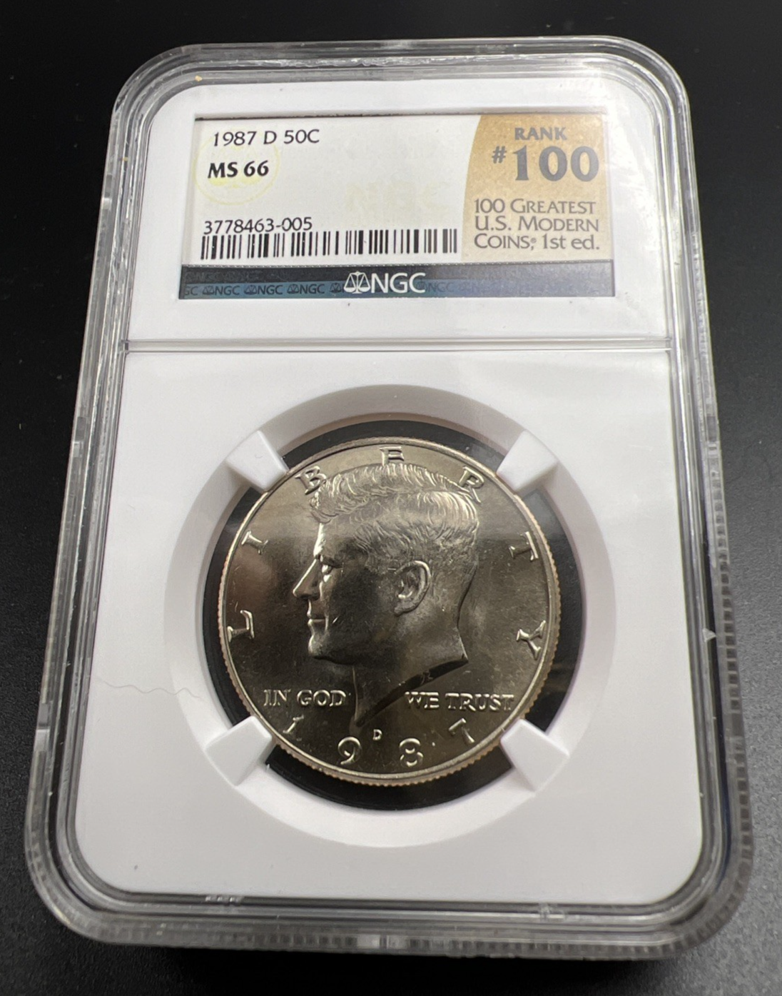 1987 D 50c Kennedy Half Dollar Coin NGC MS66 Rank #100 Holder