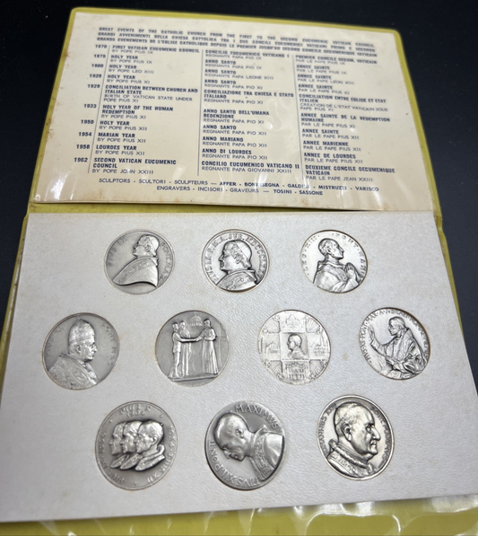 Great Events of the Catholic Church 10 Coin High Relief Pewter Medal Set