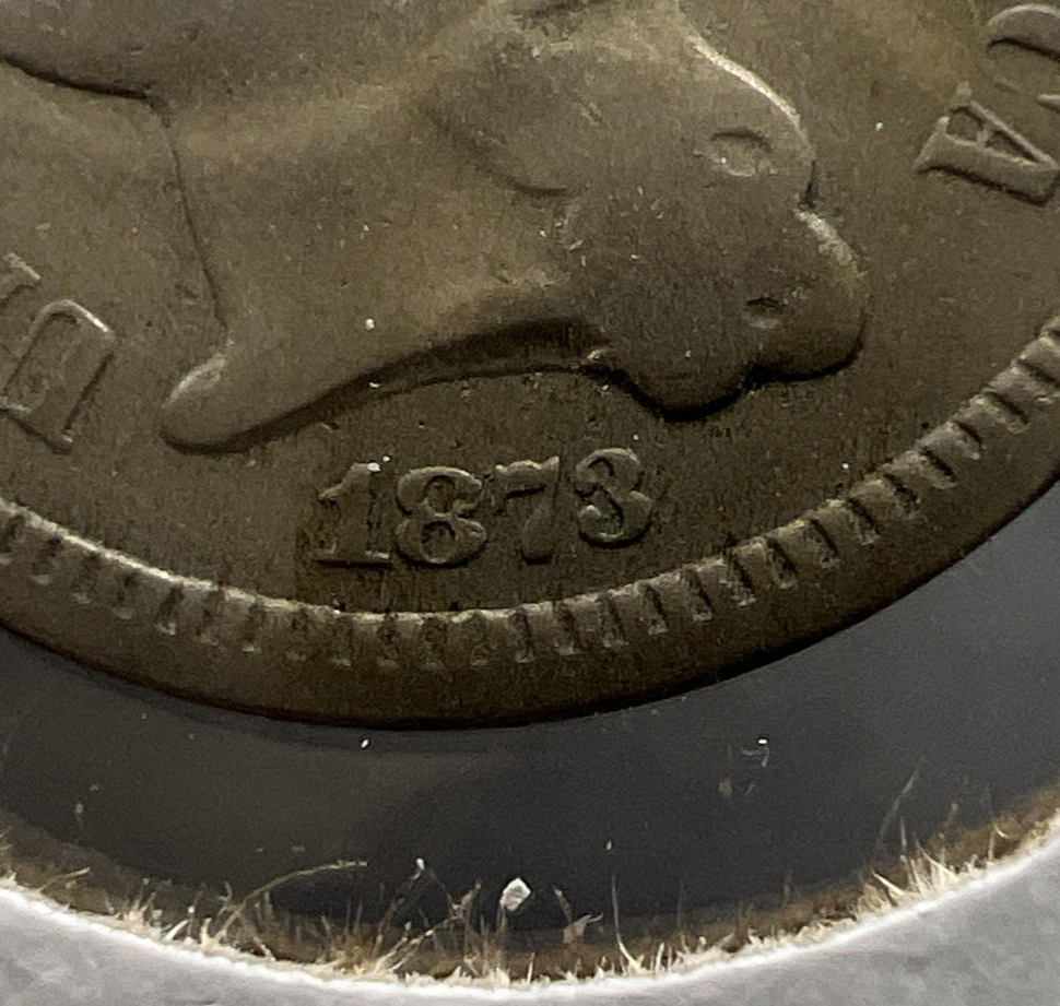 1873 Closed 3 Variety 3c Nickel Coin Major Lamination Reverse Fine Details
