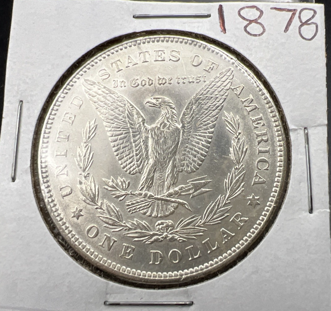 1878 $1 Morgan Silver Dollar Coin Reverse 78' 7 TF Choice AU About UNC