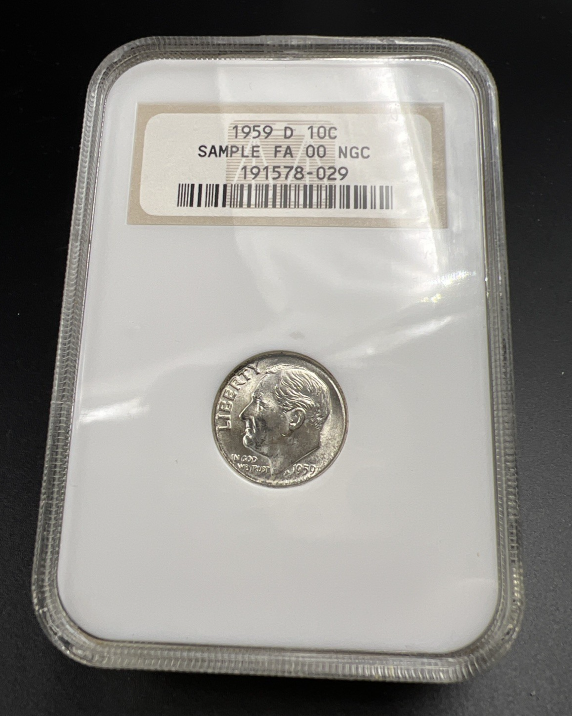 1959 D 10c NGC FA 00 Sample Slab OFH Old Fat Holder Roosevelt Silver Dime