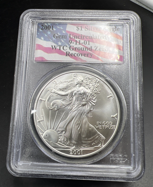 World Trade Center Recovery 2001 1 OZ ASE Ground Zero Silver Eagle PCGS Gem SK#E