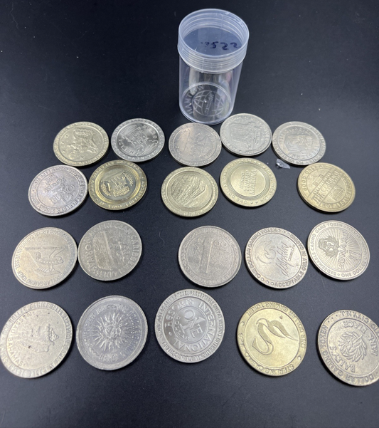 Lot of 20 $1 Casino Dollar Gaming Tokens Metal Circulated Conditions SKU#7522