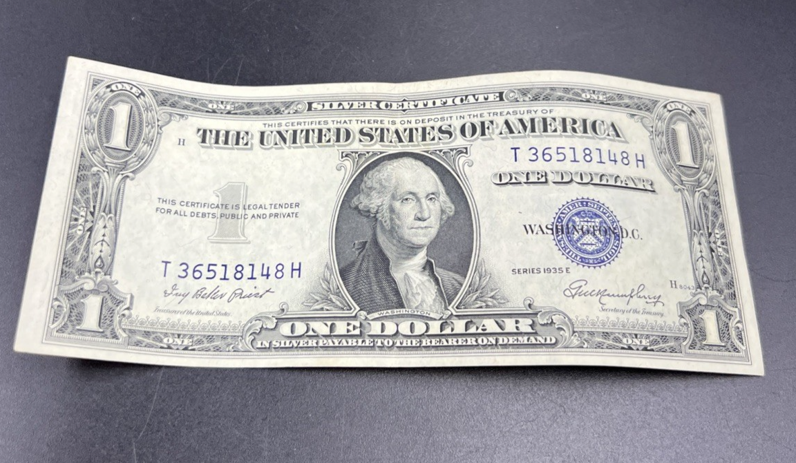 1935 E $1 One Dollar Blue Seal Silver Certificate VF Very Fine Circ #48