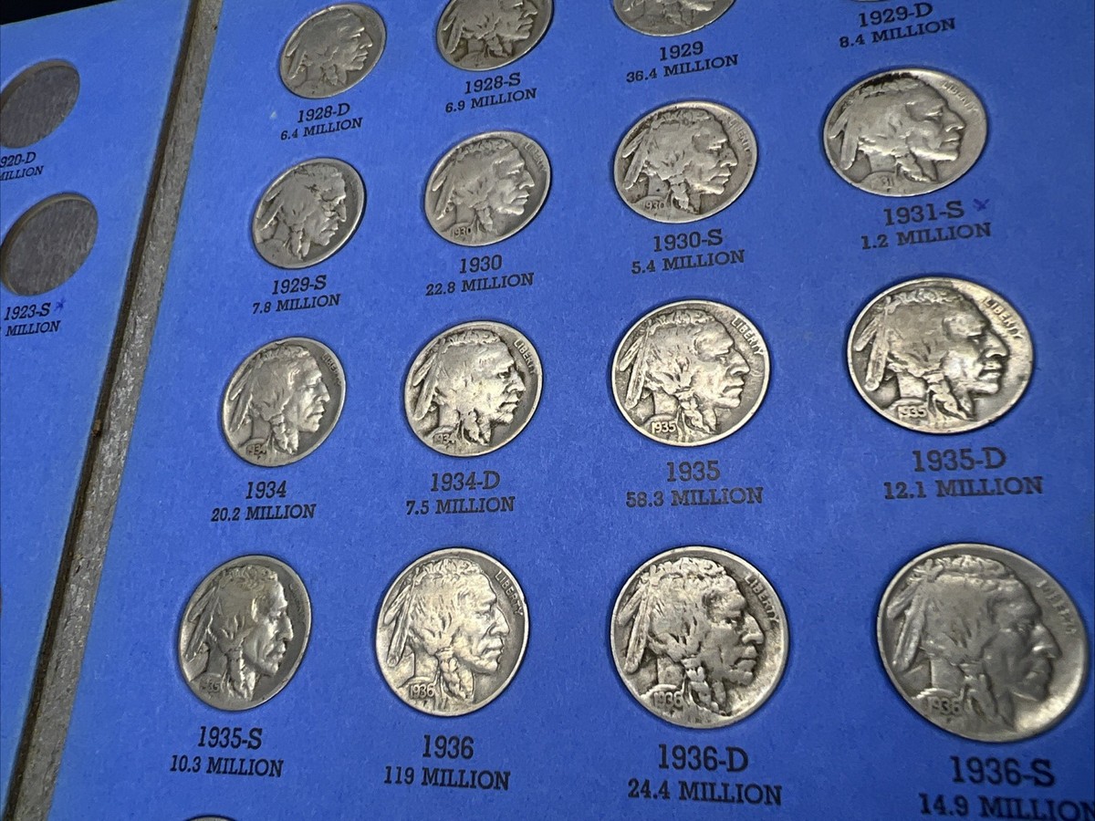 1928 D - 1938 D Buffalo Indian Head Nickel 20 Coin Circ Starter Set in Folder