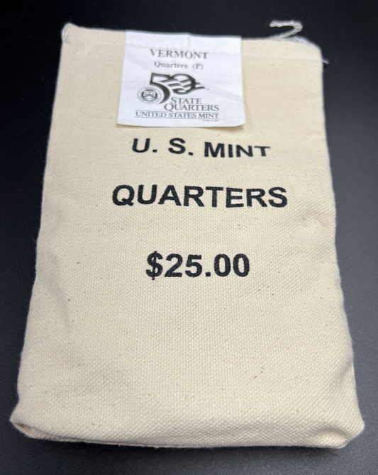 U.S. Mint Bag of 100 2001 P 25c Vermont State Statehood Quarter Coins BU UNC