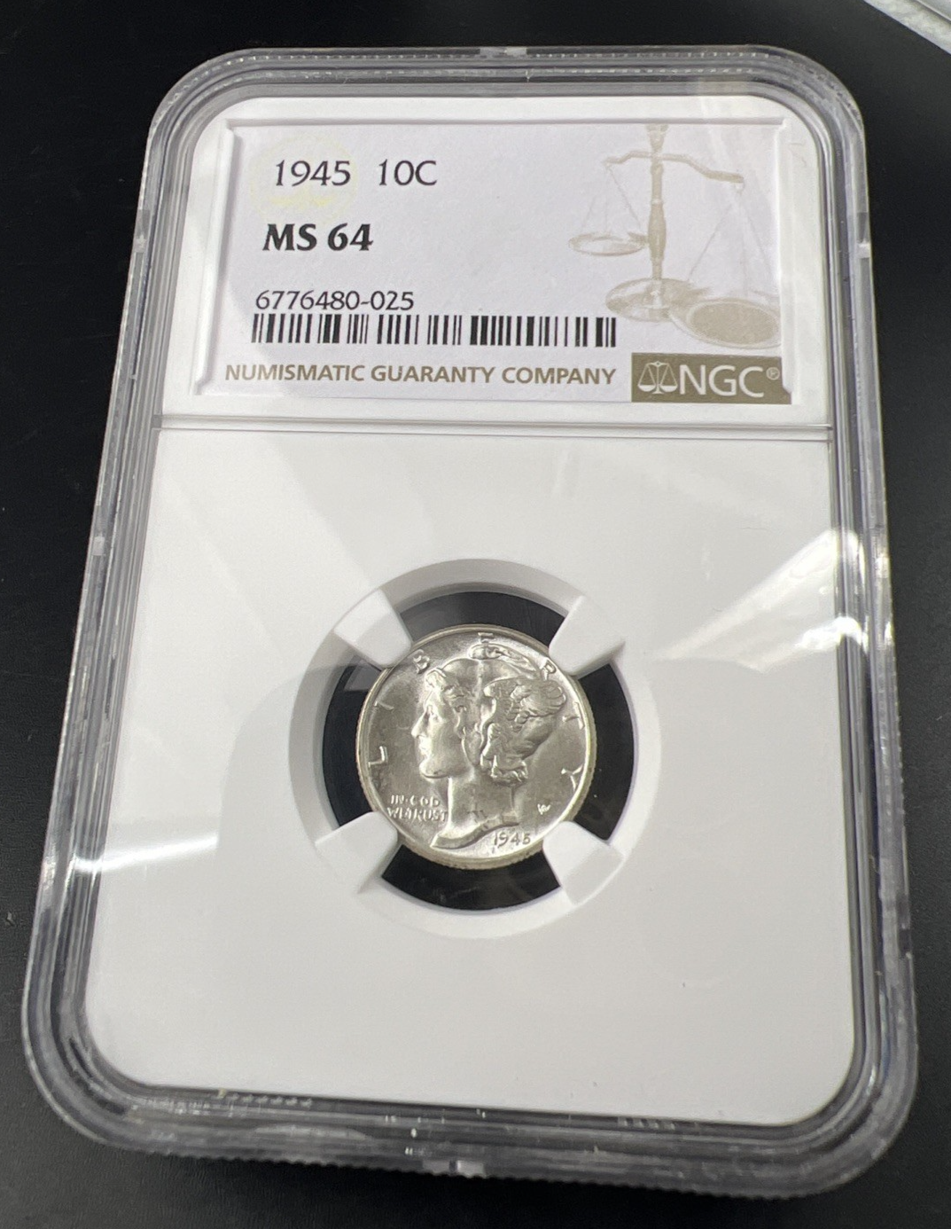 1945 P Mercury Silver Dime Coin NGC MS64 CH BU #025