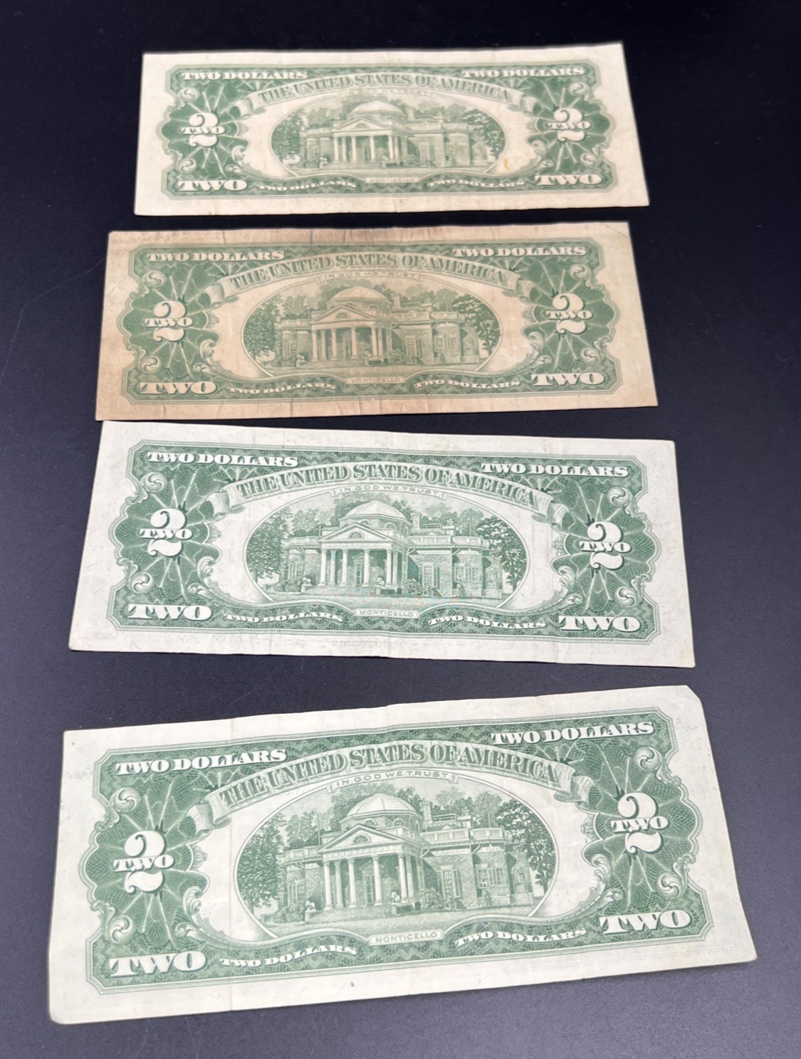 Lot of 4 1963 $2 Two Dollar USN United States Notes Red Seal Very Circ #50