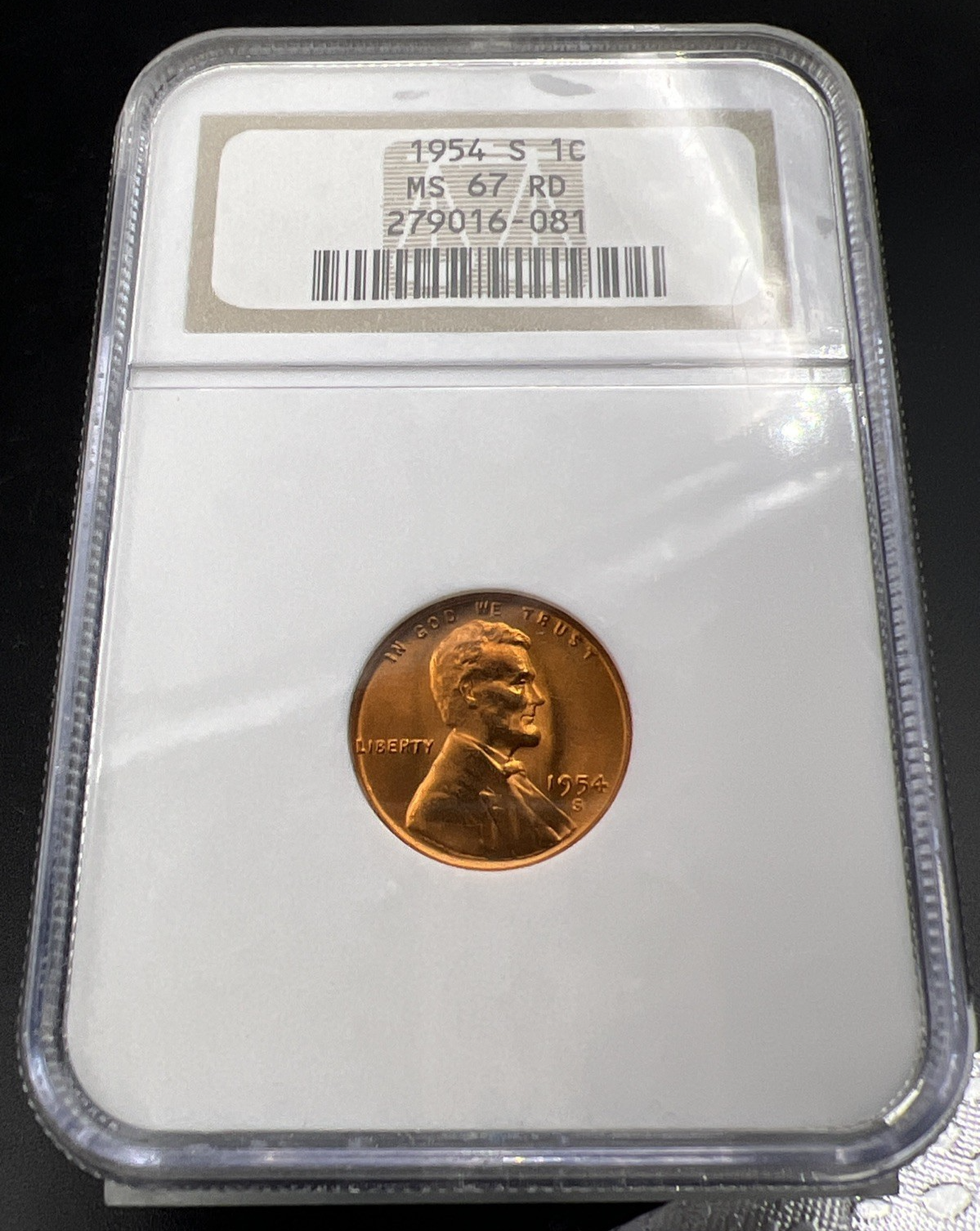1954 S 1c Lincoln Wheat Cent Penny MS67 Red Gem BU UNC #081