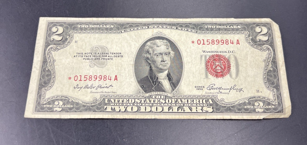 1953 * $2 Star USN United States Notes Fine Circ #984