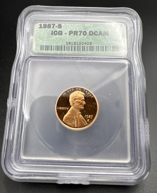 1987 S 1c Lincoln Memorial Cent Penny ICG PR70 DCAM #403
