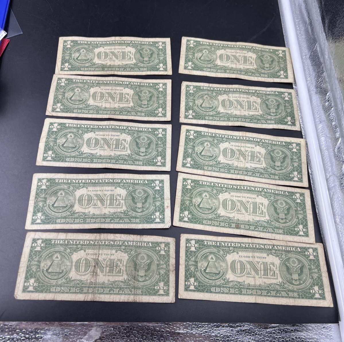 Lot of 10 1957 $1 One Dollar Silver Certificate Blue Seal Notes G / VG #373