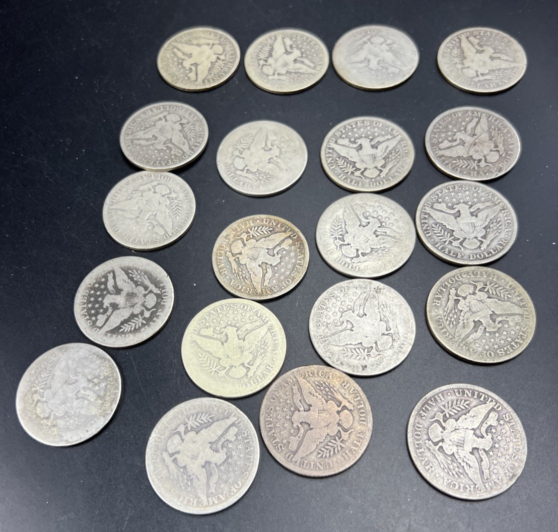 20 Coin Roll Barber 90% Silver Half Dollar Coins AG - G Very Circ Conditions S#a