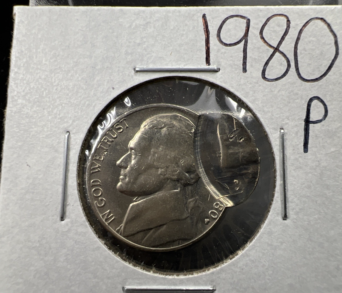 1980 P 5c Jefferson Nickel Coin Double Struck Major Error UNC