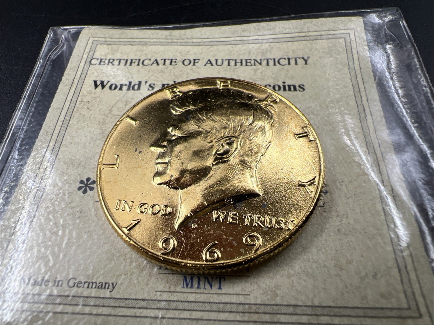 Plated 1969 D 40% Silver Kennedy Half Dollar Coin