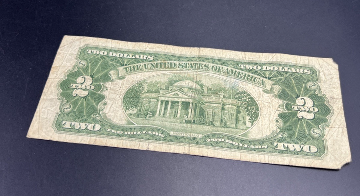 1928 G $2 Two Dollar Legal Tender United States Red Seal Note Very Circ #3001