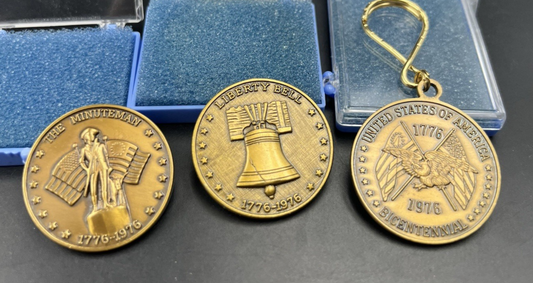 Lot of 3 US Bicentennial Bronze Medals Liberty Bell & The Minuteman UNC