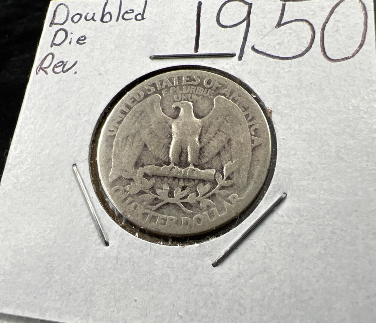 1950 P 25c Washington Silver Quarter Coin AG Circ DDR Double Die Reverse SK#a