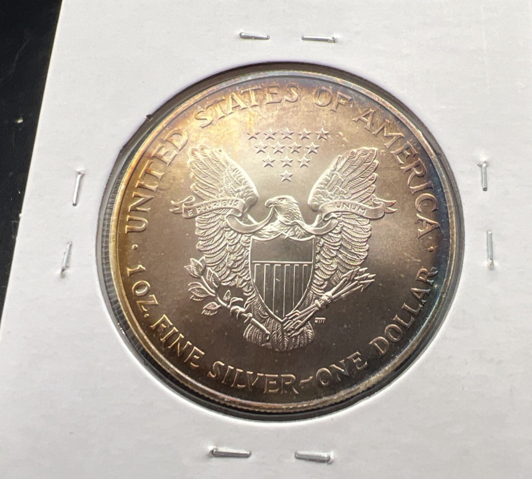 1995 1 Oz ASE American Silver Eagle Coin Gem BU Monster Toning Toner
