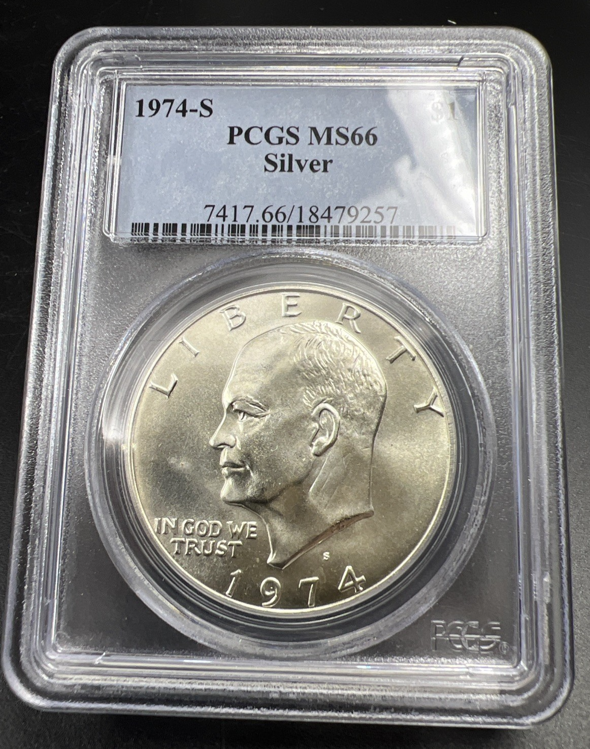 1974 S $1 Ike Eisenhower 40% Silver Dollar Coin PCGS MS66 Gem BU Certified #57