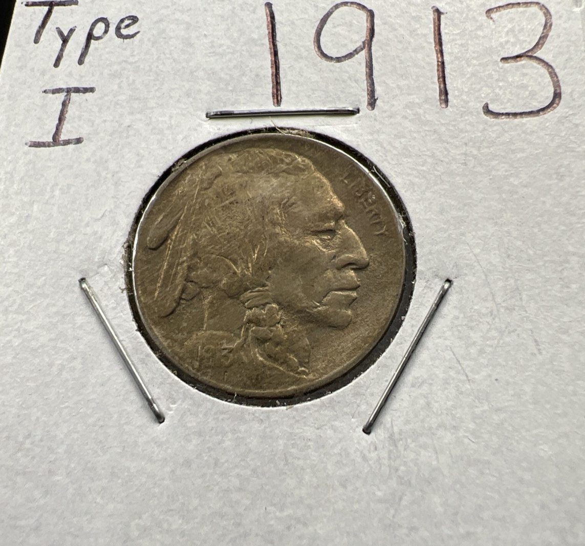 1913 P Type 1 5c Buffalo Five Cents Nickel Coin XF Extra Fine Toned