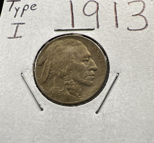 1913 P Type 1 5c Buffalo Five Cents Nickel Coin XF Extra Fine Toned