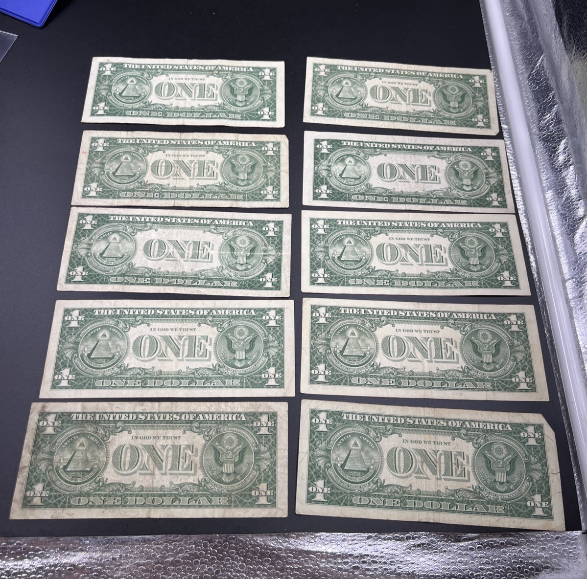 Lot of 10 1957 / 1935 $1 One Dollar Silver Certificate Blue Seal Notes VG + #783