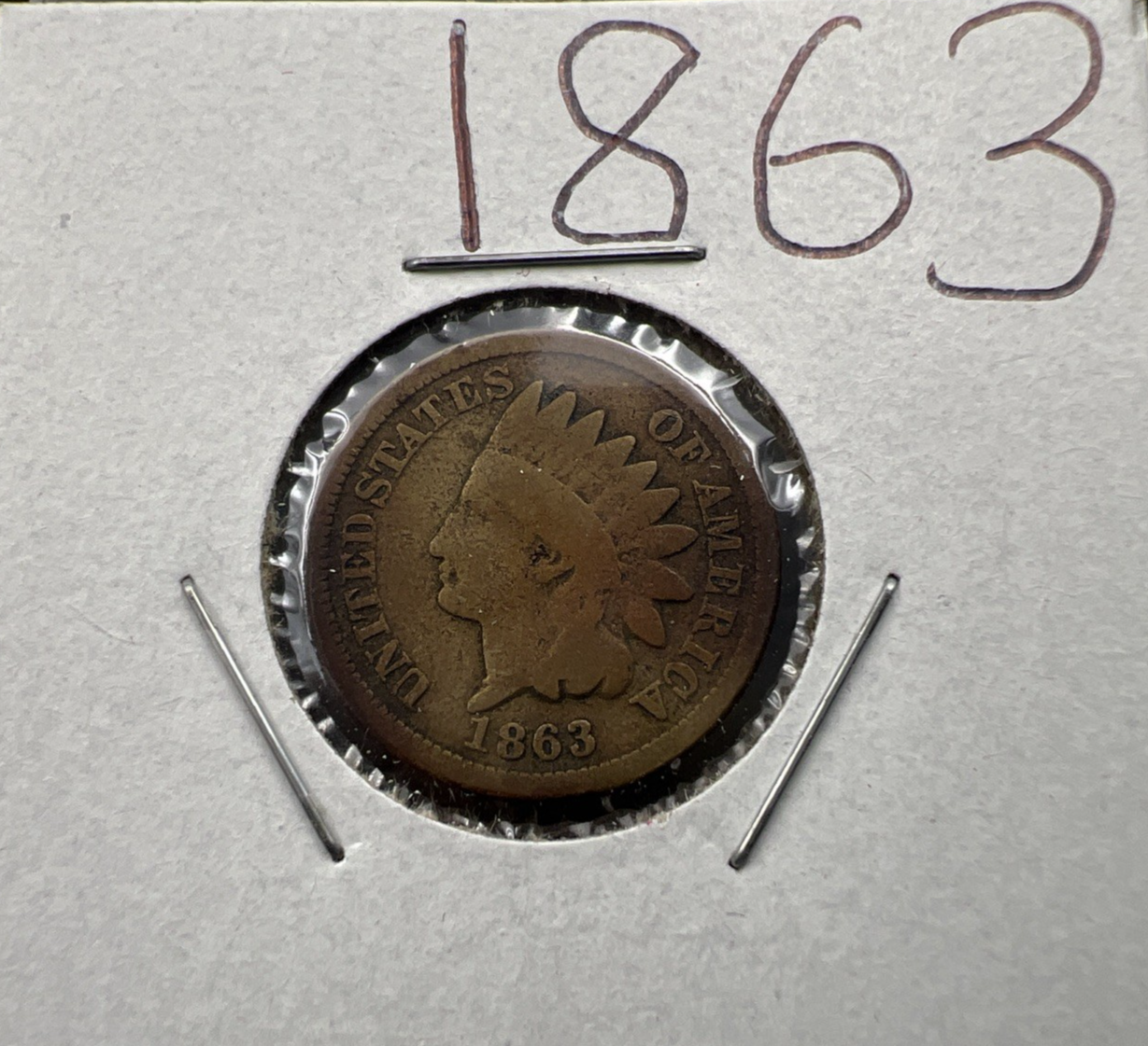 1863 1c Indian One Cent Coin Good / VG Circ SKU#A