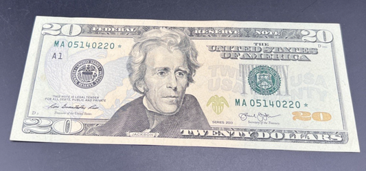 2013 $20 * Star Federal Reserve Note XF EF Extra Fine Circ #0220