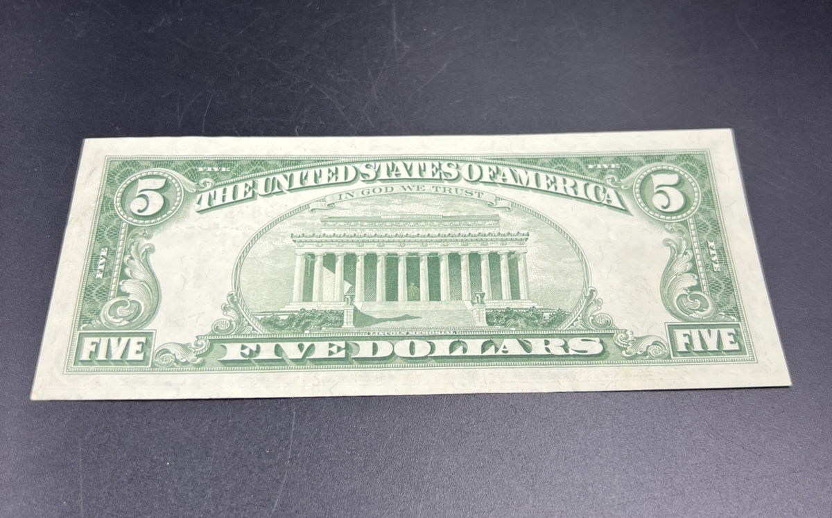 1963 $5 USN United States Note Red Seal VF Very Fine Circ #64